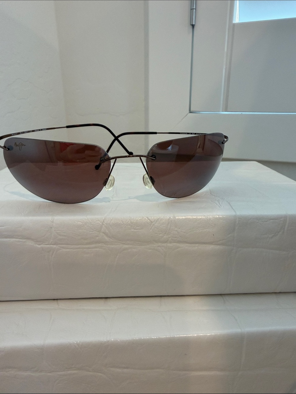 Rare Vintage Maui Jim Ka'anapali MJ 50123 Titanium Rimless Sunglasses HCL Bronze - Picture 5 of 7